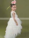 Tulle Elastic Woven Satin Princess Scoop Neck Court Train Tiered Flower Girl Dresses #PDS01031843