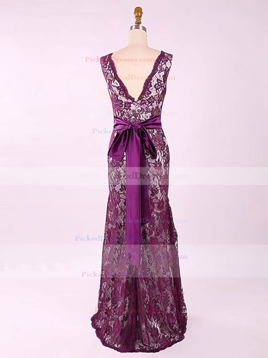 Newest Scoop Neck Lace with Sashes/Ribbons Sheath/Column Mother of the Bride Dress #PDS01021577