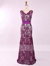 Newest Scoop Neck Lace with Sashes/Ribbons Sheath/Column Mother of the Bride Dress #PDS01021577