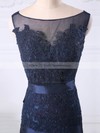 Sheath/Column Appliques Lace Dark Navy Tulle Taffeta Knee-length Nice Mother of the Bride Dress #PDS01021581