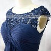 Empire Appliques Lace Dark Navy Chiffon Cap Straps Knee-length Mother of the Bride Dress #PDS01021590