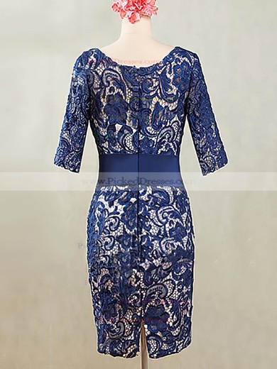 Royal Blue Lace Knee-length Sashes / Ribbons 1/2 Sleeve Sheath/Column Mother of the Bride Dresses #PDS01021595