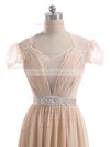 A-line Champagne Lace Chiffon Sashes/Ribbons Short Sleeve Sweetheart Mother of the Bride Dress #PDS01021600