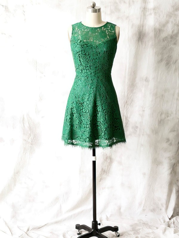 Fashion Short/Mini Green Lace Open Back Scoop Neck Mother of the Bride Dress #PDS01021615
