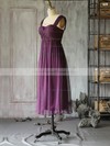 Summer Purple Chiffon Criss Cross Square Neckline Tea-length Mother of the Bride Dresses #PDS01021617