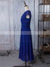 V-neck Royal Blue Chiffon Ruffles Short Sleeve A-line Mother of the Bride Dresses #PDS01021618