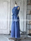 Royal Blue Chiffon Lace Scoop Neck Sashes / Ribbons Ankle-length Mother of the Bride Dress #PDS01021623