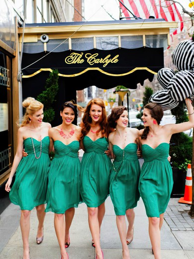 Empire Green Chiffon Ruffles and Pleats Short/Mini Bridesmaid Dresses #PDS01012463