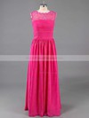 Sweep Train Pearl Pink Chiffon Lace Scoop Neck Unique Bridesmaid Dresses #PDS01012467