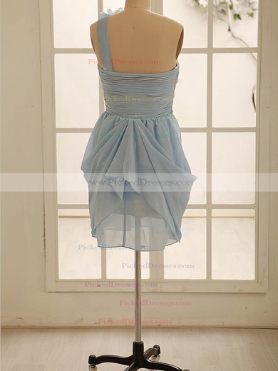 Exclusive Light Sky Blue Chiffon Flower(s) One Shoulder A-line Bridesmaid Dress #PDS01012471