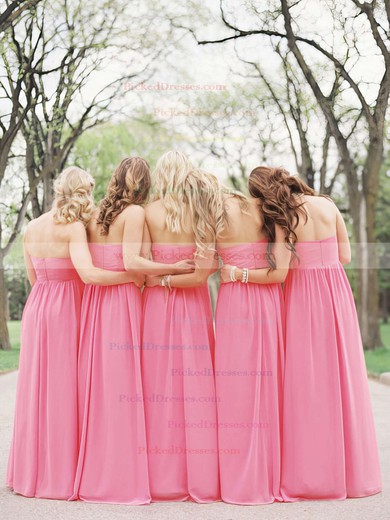 Chiffon with Flower(s) Best Pearl Pink Sweetheart Floor-length Bridesmaid Dresses #PDS01012487