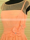 Knee-length Chiffon Flower(s) Unique Scoop Neck Orange Bridesmaid Dress #PDS01012499