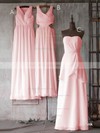 Elegant V-neck Watermelon Chiffon Ruffles Long Bridesmaid Dresses #PDS01012506