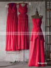 Elegant V-neck Watermelon Chiffon Ruffles Long Bridesmaid Dresses #PDS01012506
