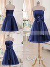 Unique Strapless Tulle with Bow Lace-up Short/Mini Blue Bridesmaid Dresses #PDS01012516