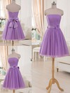 Lilac Tulle Sashes/Ribbons Simple Short/Mini Strapless Bridesmaid Dresses #PDS01012517