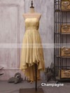 Strapless Inexpensive Orange Chiffon Ruffles High Low Sheath/Column Bridesmaid Dress #PDS01012523