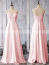 Pearl Pink Girls V-neck Chiffon with Spaghetti Straps Sheath/Column Bridesmaid Dress #PDS01012524