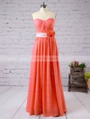 Discounted Sheath/Column Chiffon Flower(s) Lace-up Watermelon Sweetheart Bridesmaid Dress #PDS01012526
