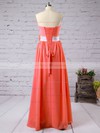 Discounted Sheath/Column Chiffon Flower(s) Lace-up Watermelon Sweetheart Bridesmaid Dress #PDS01012526