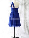 One Shoulder Royal Blue Chiffon Ruffles Short/Mini Different Bridesmaid Dress #PDS01012528