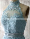 Good Sheath/Column Lace Tulle with Appliques Short/Mini High Neck Bridesmaid Dresses #PDS01012538