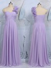 Amazing Lilac Chiffon Flower(s) One Shoulder Floor-length Bridesmaid Dress #PDS01012545