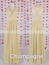 Online Blue Chiffon with Pleats Floor-length V-neck Bridesmaid Dress #PDS01012549