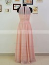 Girls Scoop Neck Ruffles Pink Chiffon A-line Bridesmaid Dresses #PDS01012551