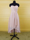 Sweetheart Pink Chiffon Discount Ruffles High Low Bridesmaid Dresses #PDS01012553