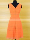 Classy Chiffon Ruffles Knee-length V-neck Orange Bridesmaid Dresses #PDS01012556