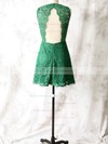 Different Green Lace Sheath/Column Open Back Short/Mini Bridesmaid Dress #PDS01012561