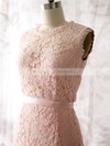 Perfect Knee-length with Sashes/Ribbons Sheath/Column Pink Lace Bridesmaid Dress #PDS01012562
