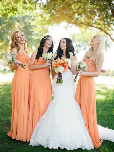 Sweetheart Orange Chiffon Ruffles Best Sheath/Column Bridesmaid Dresses #PDS01012572
