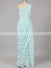 Designer Sheath/Column Royal Blue Chiffon Ruched One Shoulder Bridesmaid Dresses #PDS01012578