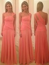 Different Watermelon Ruffles Chiffon Sheath/Column One Shoulder Bridesmaid Dress #PDS01012580