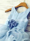 Ankle-length Blue Ruffles Organza Flower(s) Scoop Neck Classy Flower Girl Dress #PDS01031845