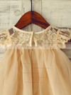 A-line Champagne Lace Chiffon Cap Straps Sashes / Ribbons Scoop Neck Flower Girl Dress #PDS01031852