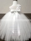 White Ankle-length Good Tulle with Flower(s) Empire One Shoulder Flower Girl Dresses #PDS01031854