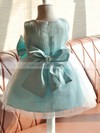 Hot Emerald Satin Tulle Scoop Neck with Bow Knee-length Flower Girl Dresses #PDS01031858