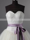 2016 Ivory Lace Tulle Lace-up with Sashes/Ribbon Ball Gown Wedding Dress #PDS00011115