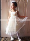 Cute Ivory A-line Tulle with Sashes/Ribbons Square Neckline Flower Girl Dress #PDS01031867