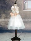 White Scoop Neck Lace Tulle with Sashes/Ribbons Ankle-length Flower Girl Dress #PDS01031870