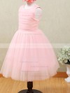 Beautiful Pink A-line Tulle with Ruffles Scoop Neck Flower Girl Dresses #PDS01031873