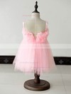 Beautiful Square Neckline Pink Tulle with Ruffles Knee-length Flower Girl Dresses #PDS01031879