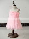 Beautiful Square Neckline Pink Tulle with Ruffles Knee-length Flower Girl Dresses #PDS01031879