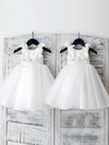White Ball Gown Satin Organza Beading Cheap Scoop Neck Flower Girl Dress #PDS01031887