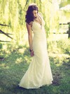Ivory Lace V-neck Open Back Sheath/Column Wedding Dresses #PDS00021430