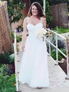 Simple Sweetheart White Tulle Ruffles Princess Wedding Dresses #PDS00021434