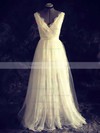 V-neck Ivory Tulle Lace Sashes/Ribbons Court Train Beautiful Wedding Dresses #PDS00021448